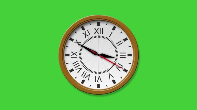24 hours clock classic time lapse animation with green screen background. 4K video