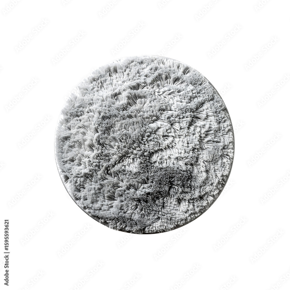 Poster abstract textured sphere showcasing dense, bristled structures on a transparent background
