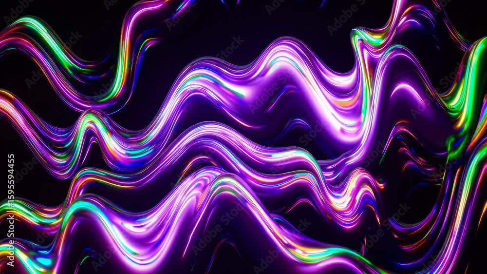 Poster vibrant waves dance simple compose a striking abstract painting with intense colors on a black backd