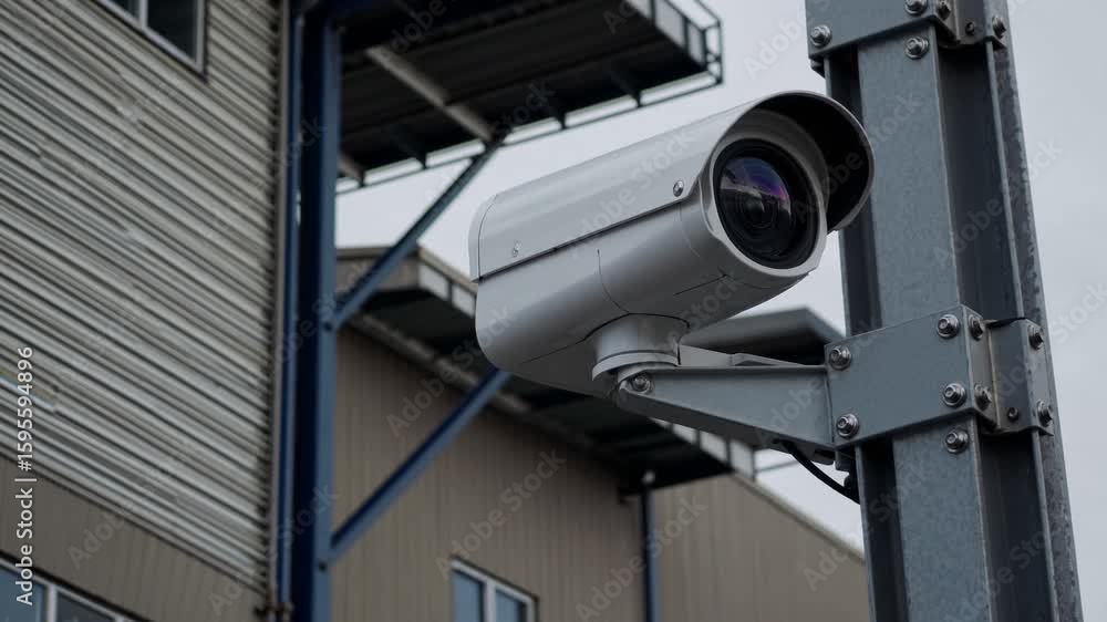 Aufkleber highdefinition robotic camera capturing urban scene outside modern building ideal for cityscape or a