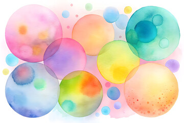 Watercolor Circle Pattern in Pastel Colors with Soft Overlapping Design