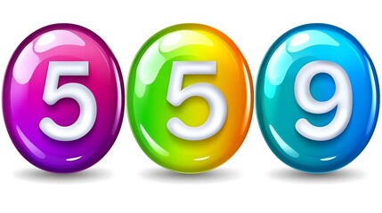 Colorful glossy numbers five, five, and nine.