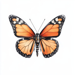 Obraz premium A digital art image of a monarch butterfly with mechanical components integrated into its body, blending nature with technology.