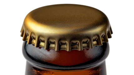 Close-Up of a Beer Bottle Cap on Transparent Background
