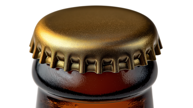 Close-Up of a Beer Bottle Cap on Transparent Background