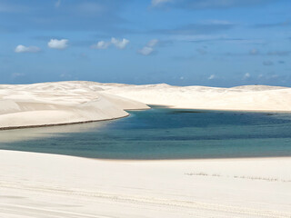 Brazil, Barreirinhas- 2023, May: lagoon and sand dunes in lençóis maranhenses