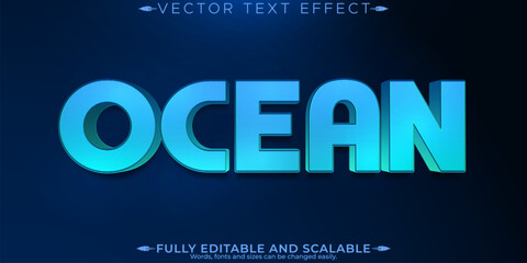 Obraz premium Ocean editable text effect, editable water and blue text style
