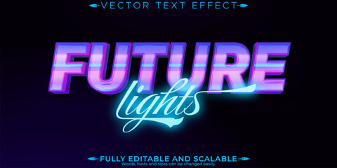 Vintage 80s text effect, editable retro future and cyber space text style