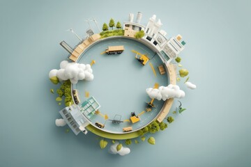 Eco-Friendly Industrial Process Circular Economy Concept