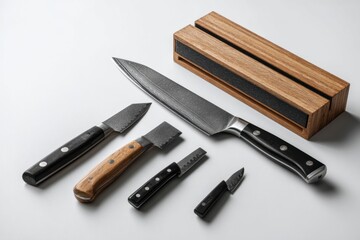 Set of Kitchen Knives with Wooden Block
