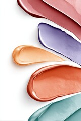 Artistic illustration of colorful foundation textures with clean space for brand presentation and product information
