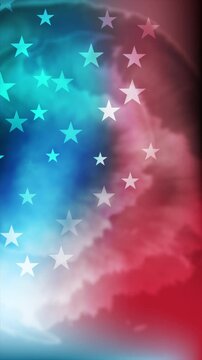 Grunge concept USA flag abstract blot motion background. Vertical looped video animation