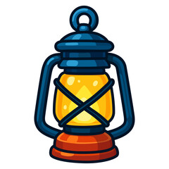 Cartoon Lantern Icon – Vintage Oil Lamp for Fantasy Game or App