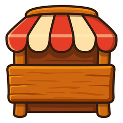 Cartoon Wooden Market Stall – Fantasy Game Shop Icon