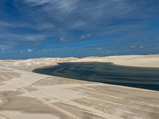 Brazil, Barreirinhas- 2023, May: lagoon and sand dunes in lençóis maranhenses