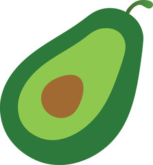 Halved Avocado Vector Illustration with Seed and Green Flesh