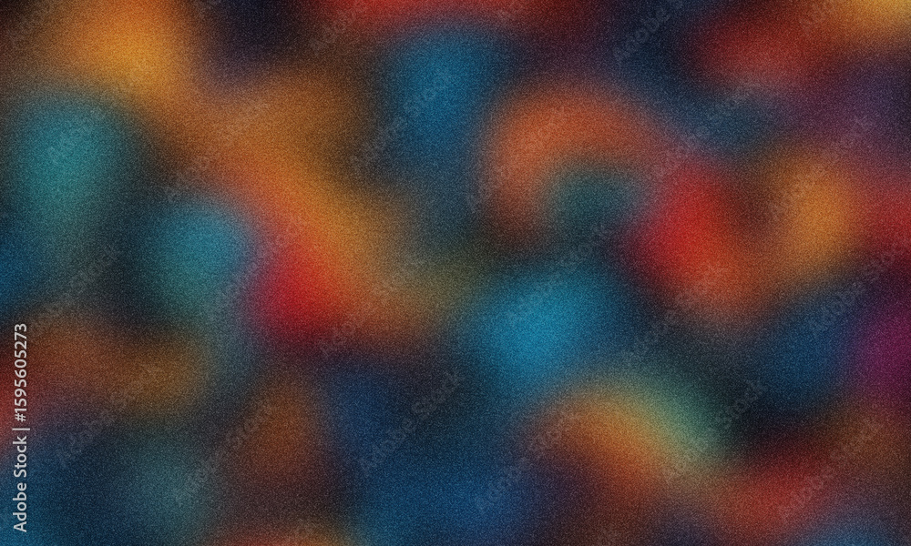 Poster photo of a swirling, grainy abstract background features a vibrant blend of warm and cool colors, cr