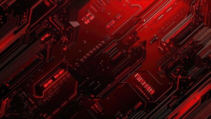 Close-up of intricate red circuit board