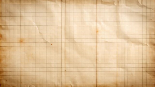 Vintage paper with grid, stains, and creases in a warm, aged hue