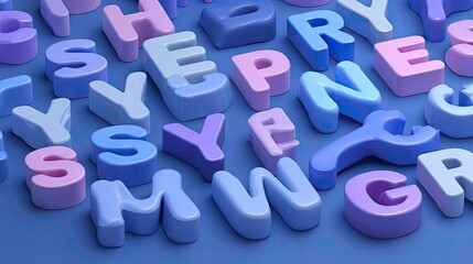Obraz premium Colorful, 3D letters arranged on a smooth surface.