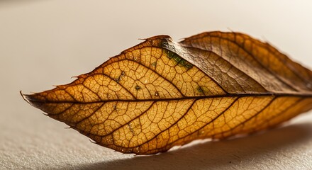 Obraz premium Close up of a dry autumn leaf with intricate veins
