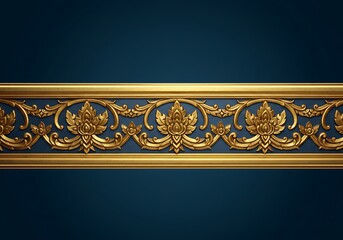 Ornate golden decorative border with blue background