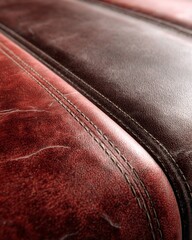 Red and Brown Leather Texture with Stitching Detail