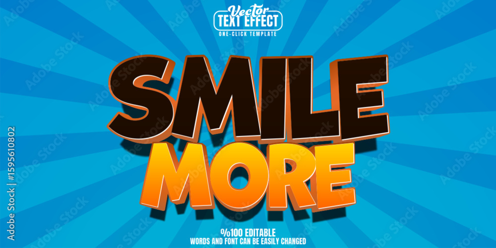 Poster smile editable text effect, customizable cartoon and happy 3d font style
