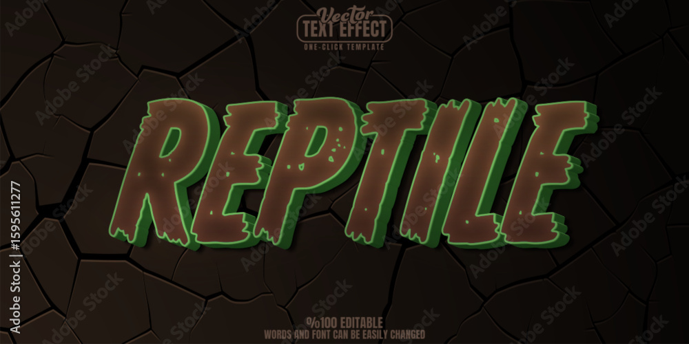 Poster reptile editable text effect, customizable monster and lizard 3d font style