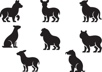 Set of Animals Black Silhouettes