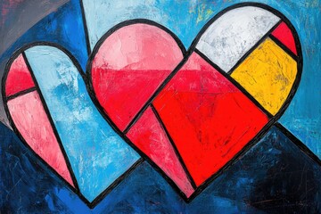 Fototapeta premium Abstract hearts intertwined, vibrant colors