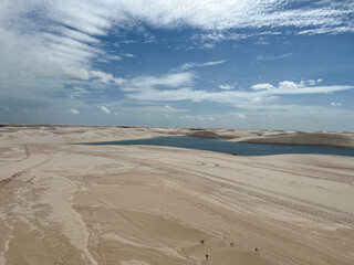 Brazil, Barreirinhas- 2023, May: lagoon and sand dunes in lençóis maranhenses