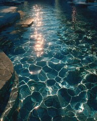 Glistening Blue Water with Sunlight Reflections