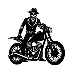 Skull Faced Outlaw On Custom Vintage Motorcycle Vector