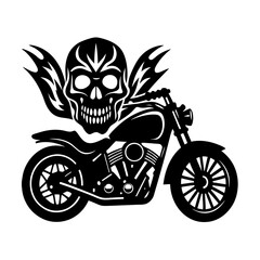 Skull Head On Harley Style Bike Vector