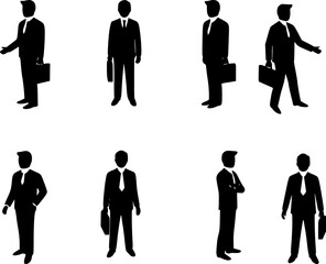Black flat silhouette vector icon Businessman holding a briefcase

