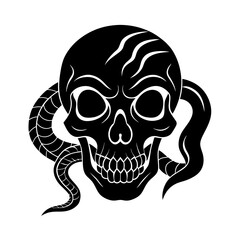Skull With Snake Through Eye Vector