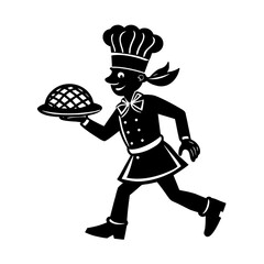 Sleepwalking Chef Mascot Holding A Pie Vector