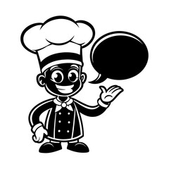 Talking Chef Mascot With Speech Bubble Vector