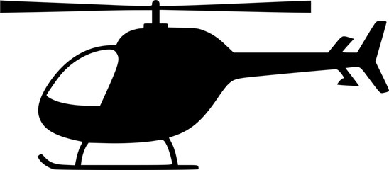 Black flat silhouette vector icon, A helicopter flying high in the sky

