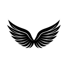 Thin Line Black Wings Silhouette Vector Set