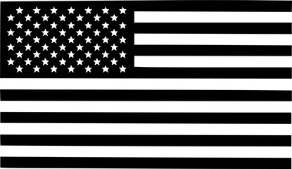 American Flag line art Vector Illustration Black silhouette
