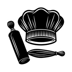 Vintage Chef Hat With Rolling Pin Vector