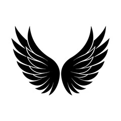 Wavy Feather Black Wings Silhouette Vector Set
