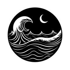 Waves With Moon Reflection Vector