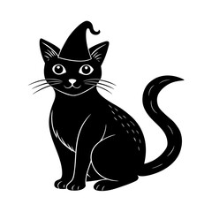 Witchs Black Cat Sitting Vector