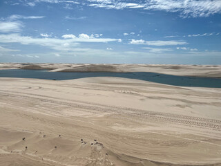 Brazil, Barreirinhas- 2023, May: lagoon and sand dunes in lençóis maranhenses