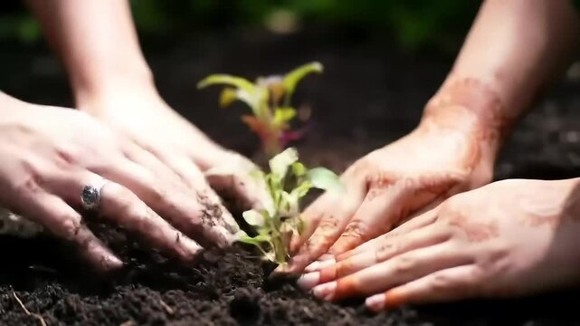 hands holding a plant