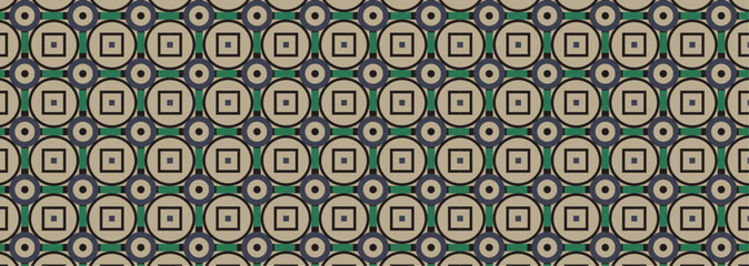 Geometric Circle and Square Seamless Pattern. Abstract Retro Design.