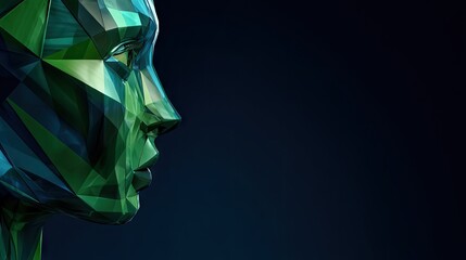 Close-up profile view of a polygonal female head.